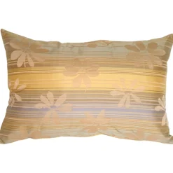 Beige Floral on Stripes Rectangular Decorative Pillow