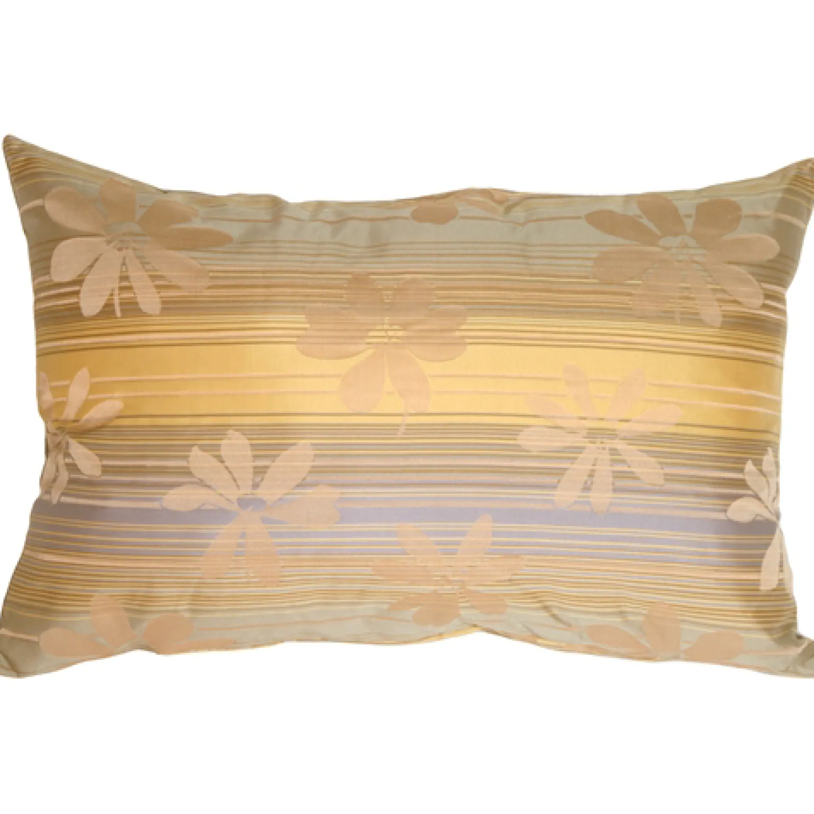 Beige Floral on Stripes Rectangular Decorative Pillow