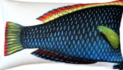 Blue Wrasse Fish Pillow 12x19