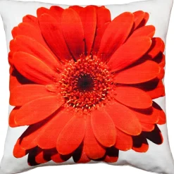 Bold Daisy Flower Red Throw Pillow 19x19