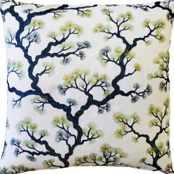 Bonsai Pine Teal Green Throw Pillow 19x19