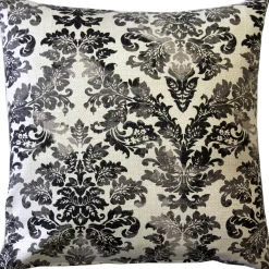 Calliope Gray Damask Pattern Throw Pillow 20x20