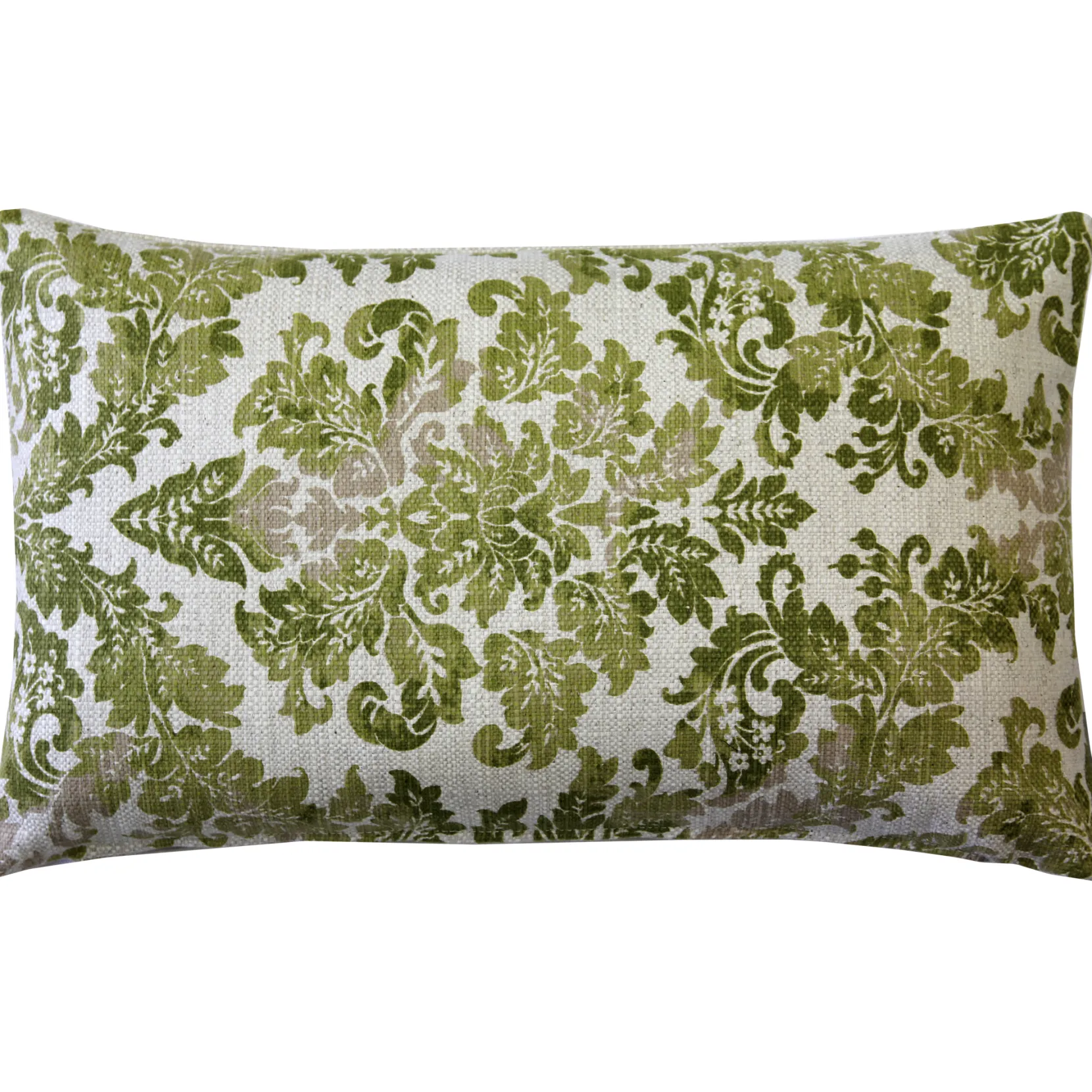 Calliope Green Damask Pattern Throw Pillow 12x20