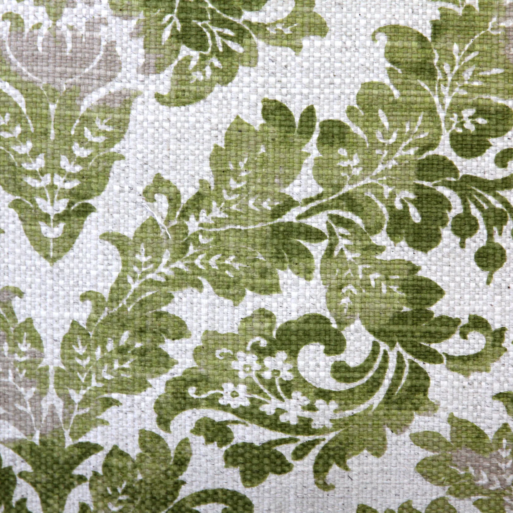 Calliope Green Damask Pattern Throw Pillow 20x20