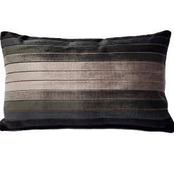 Carbon Stripes Textured Velvet Throw Pillow 12x19