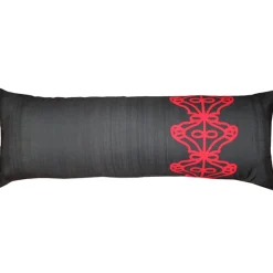 Charcoal Scroll Outdoor Throw Pillow 12x35