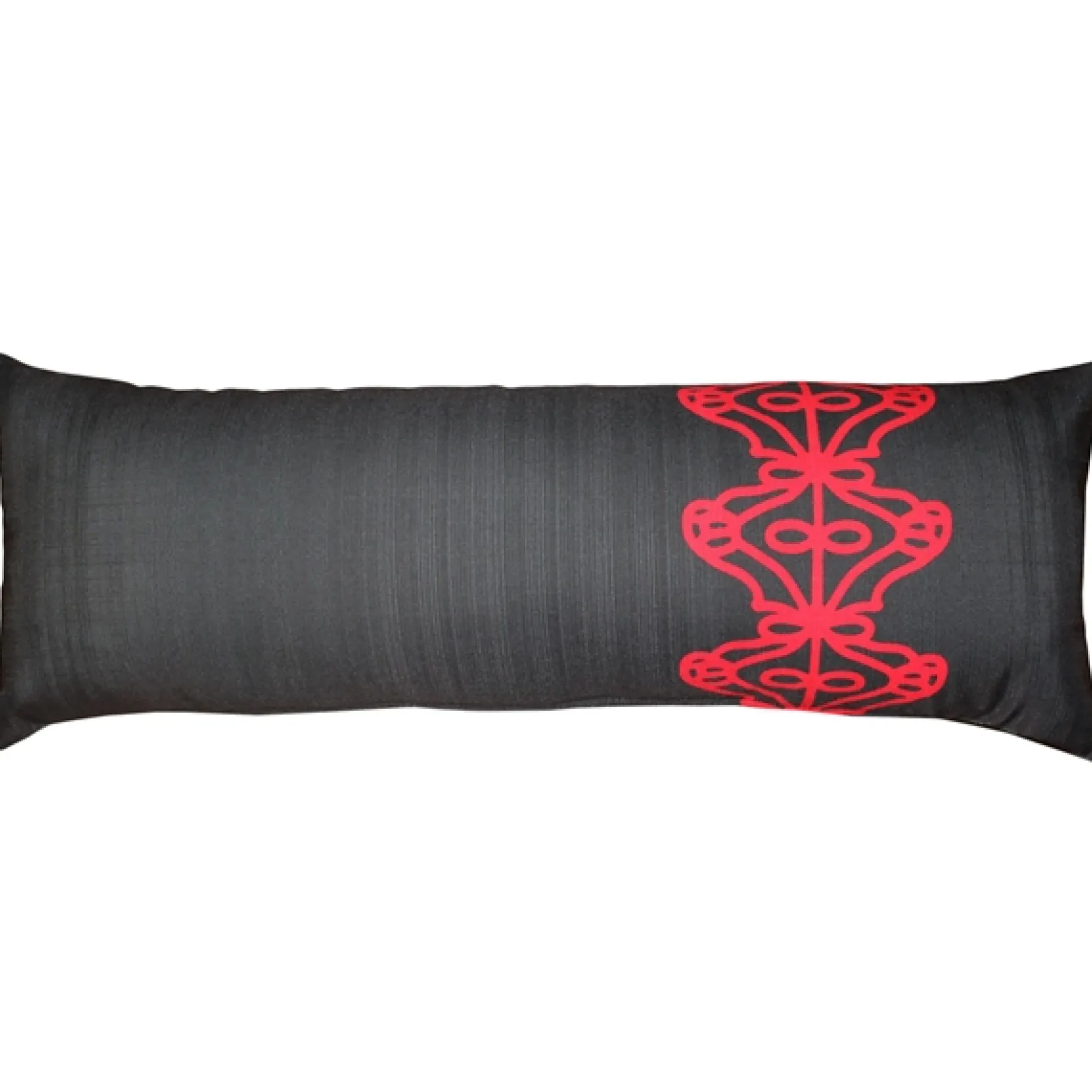 Charcoal Scroll Outdoor Throw Pillow 12x35