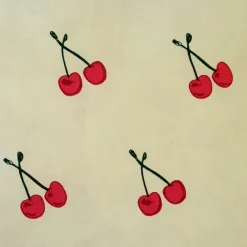 Cherry Rain Cotton Print Throw Pillow 20x20