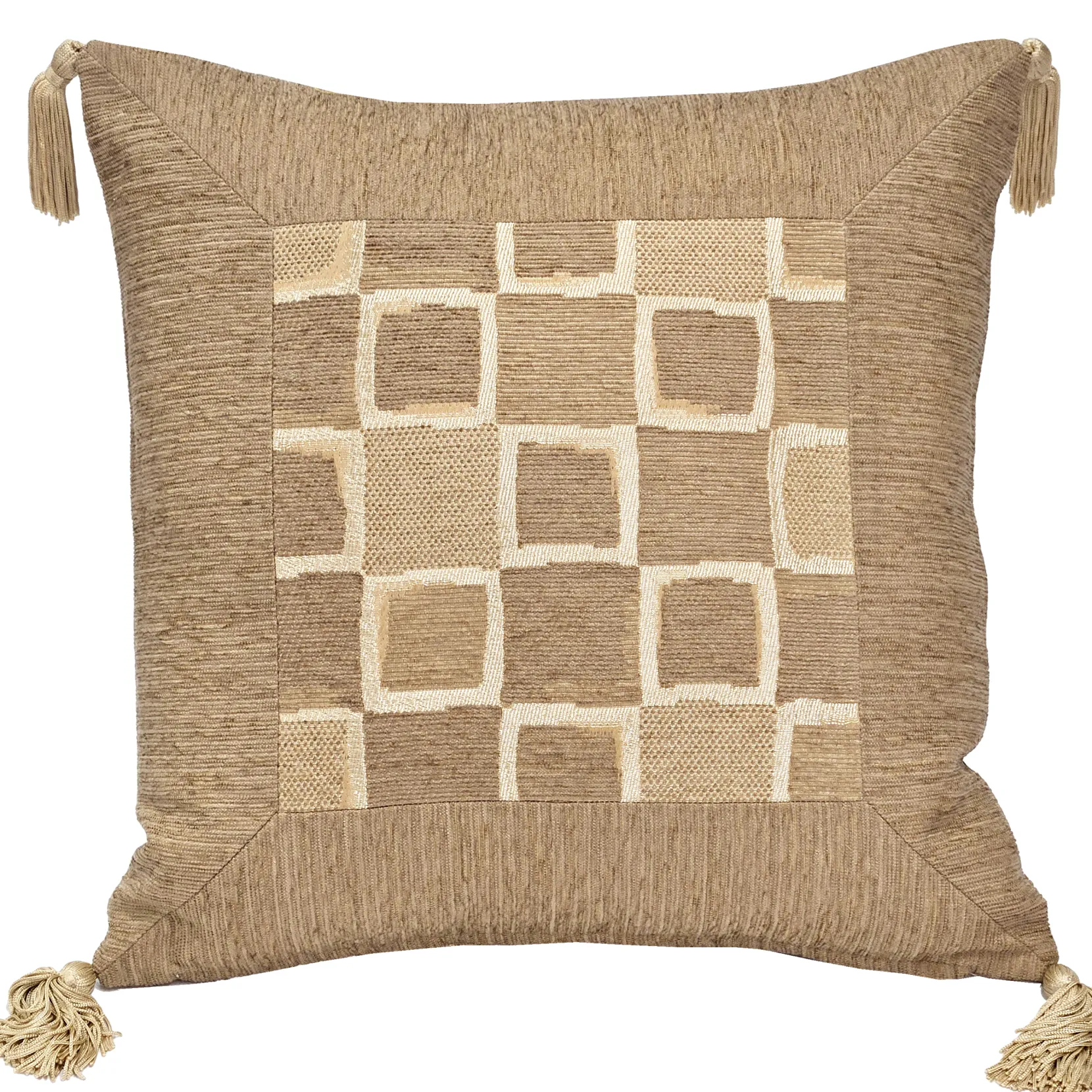 Coffee Cubes Tassel Throw Pillow 17x17