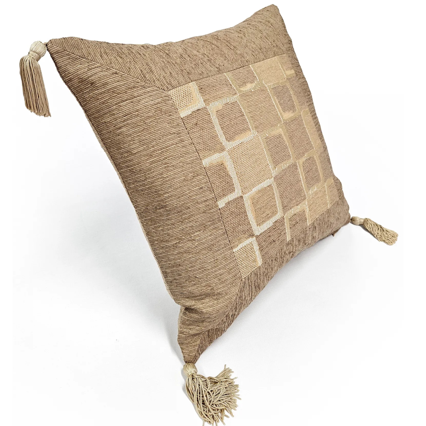 Coffee Cubes Tassel Throw Pillow 17x17
