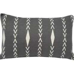 Diamond Ray Charcoal Gray Throw Pillow 12x20