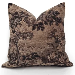 Elm Forest Sepia Tapestry Throw Pillow 21x21