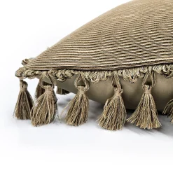 Heather Downs Soft Gold Ribbed Throw Pillow 17x17