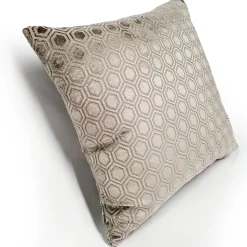 Hexa Mercury Taupe Velour Throw Pillow 18x18