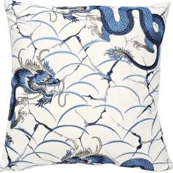 Imperial Dragon Embroidered Throw Pillow 20x20