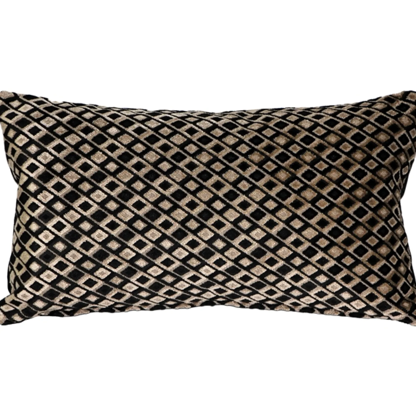 Jager Black Diamond Textured Velvet Throw Pillow 12x20