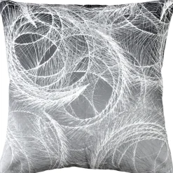 Karalina Feather Swirl Gray Throw Pillow 20x20