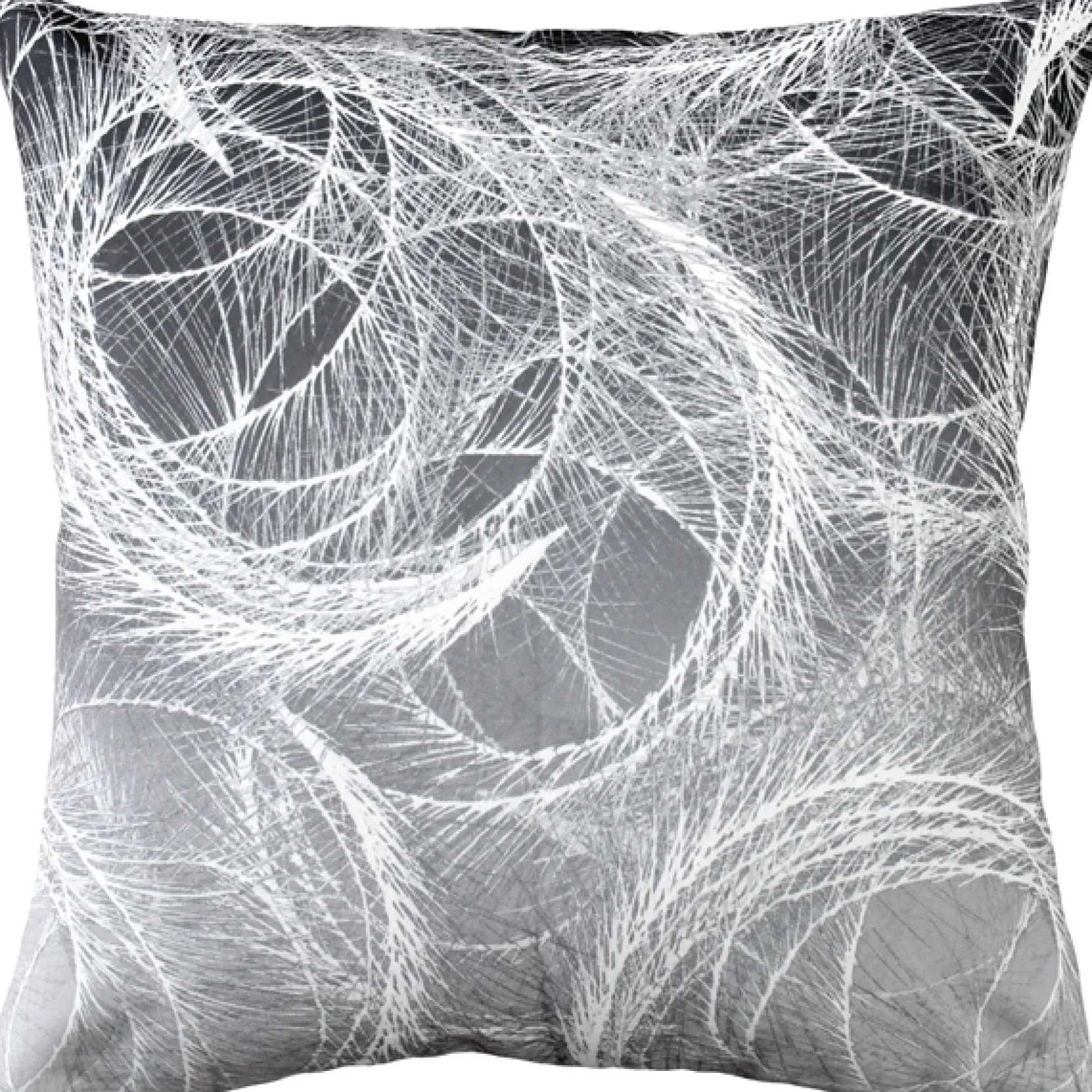 Karalina Feather Swirl Gray Throw Pillow 20x20