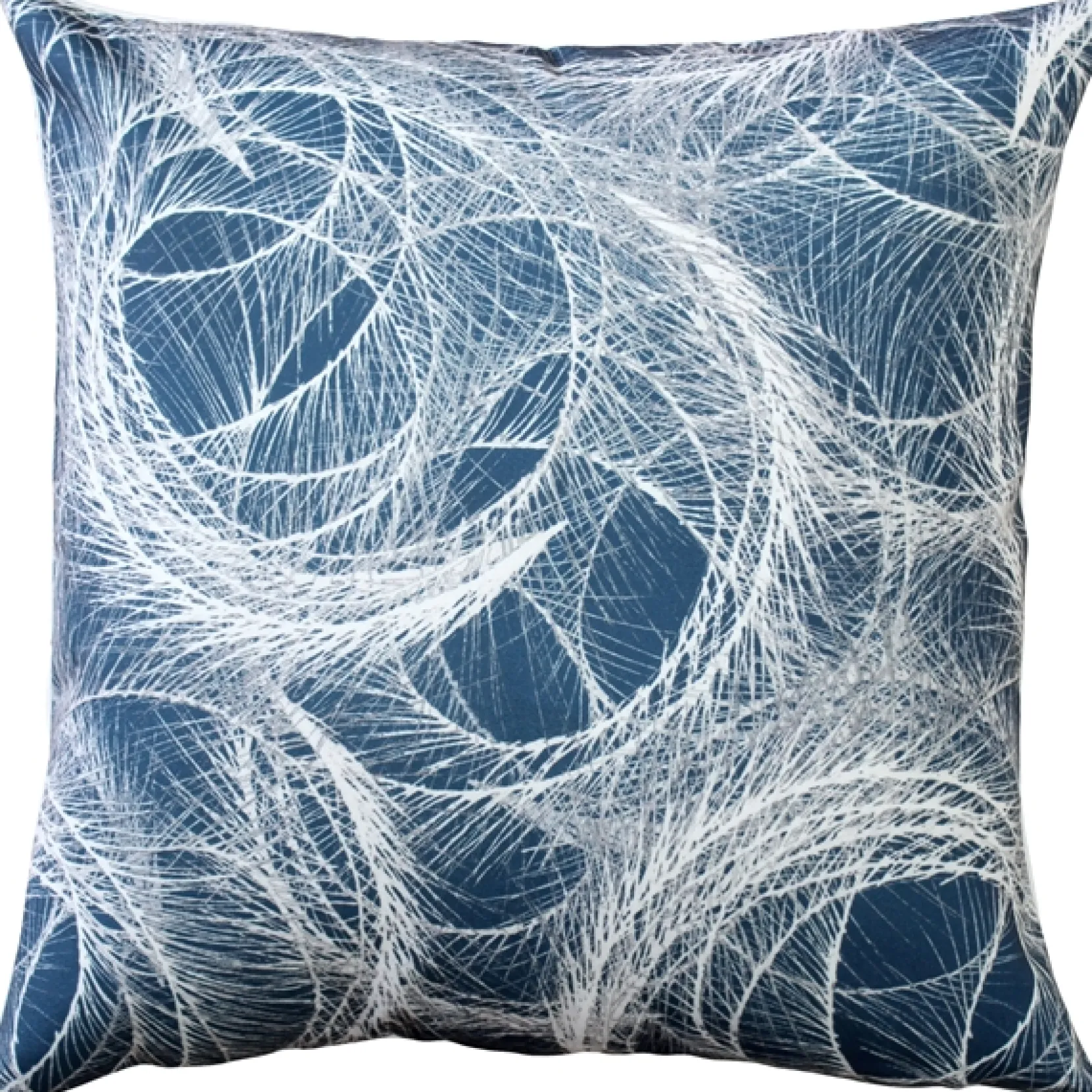 Karalina Feather Swirl Teal Throw Pillow 20x20
