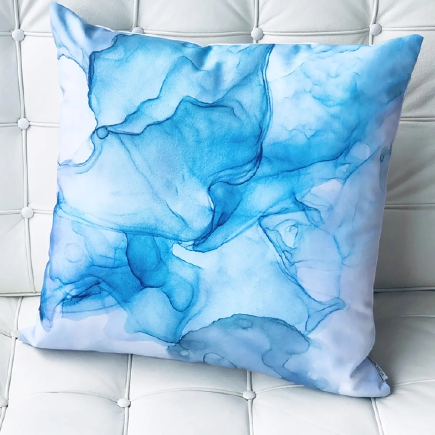 Karalina Khyber Haze Blue Throw Pillow 20x20