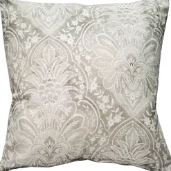 Leone Damask Cloud Gray Throw Pillow 21x21