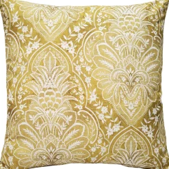 Leone Damask Dijon Yellow Throw Pillow 21x21