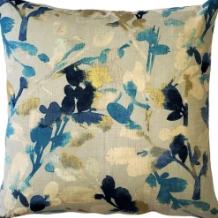 Linen Leaf Indigo Throw Pillow 20x20