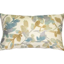 Linen Leaf Marine Throw Pillow 12x20