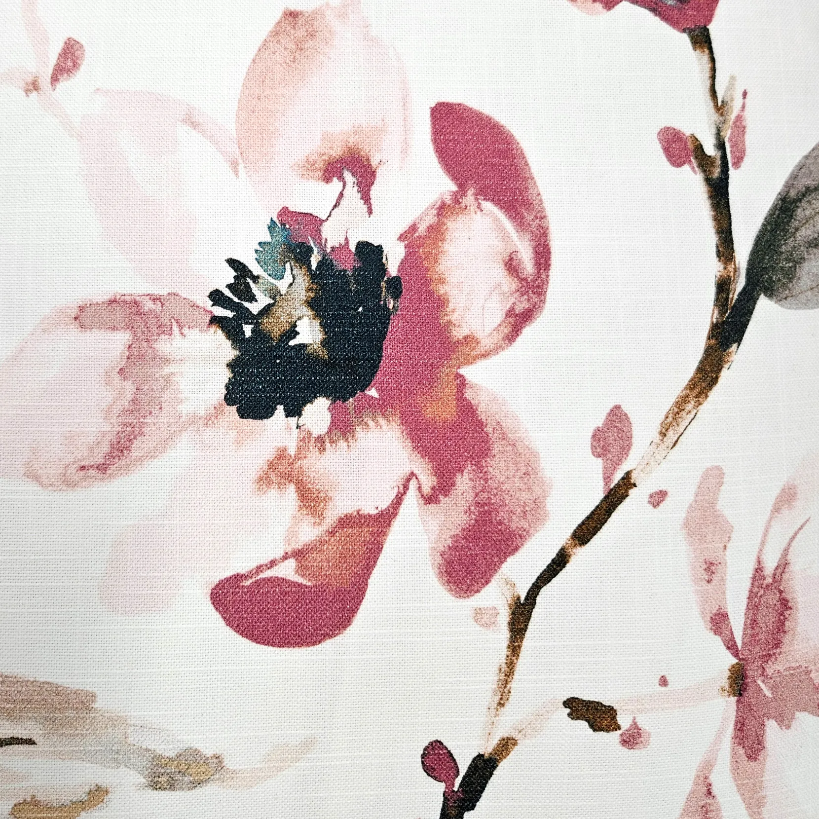Magnolia Watercolor Blush Pink Romantic Pillow 22x22