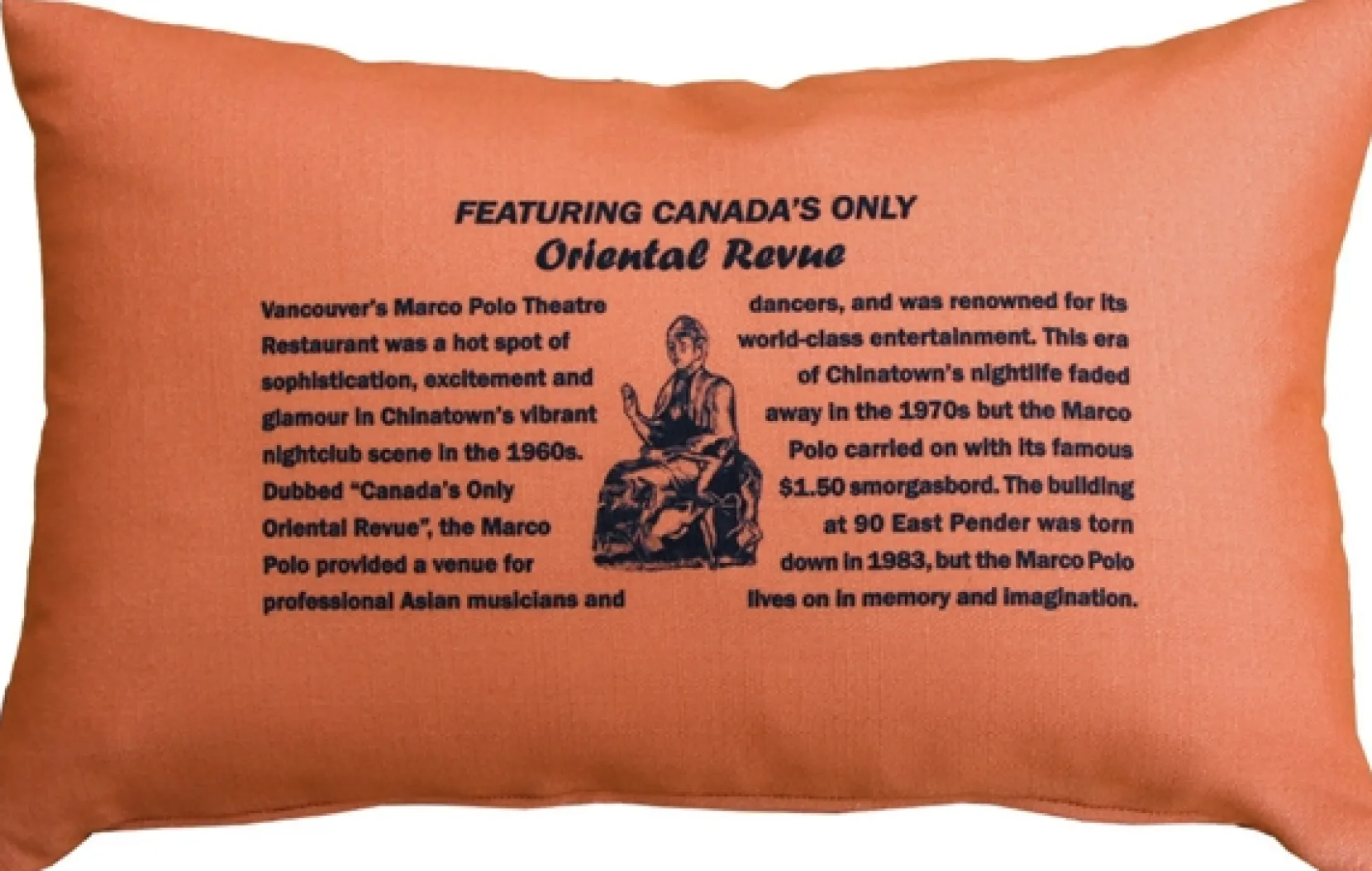 Marco Polo Theatre Restaurant 12x20 Sienna Throw Pillow