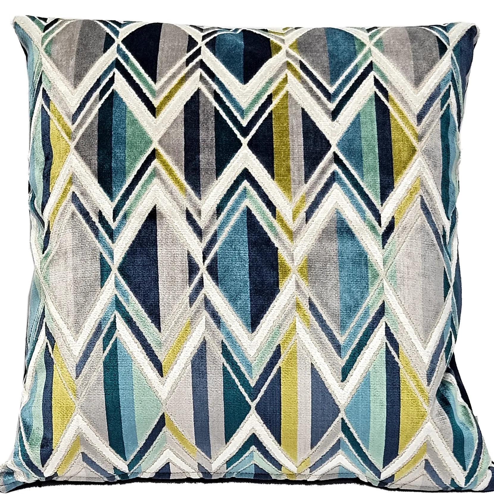 Marquis Chevron Aqua Velvet Throw Pillow 21x21