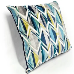 Marquis Chevron Aqua Velvet Throw Pillow 21x21