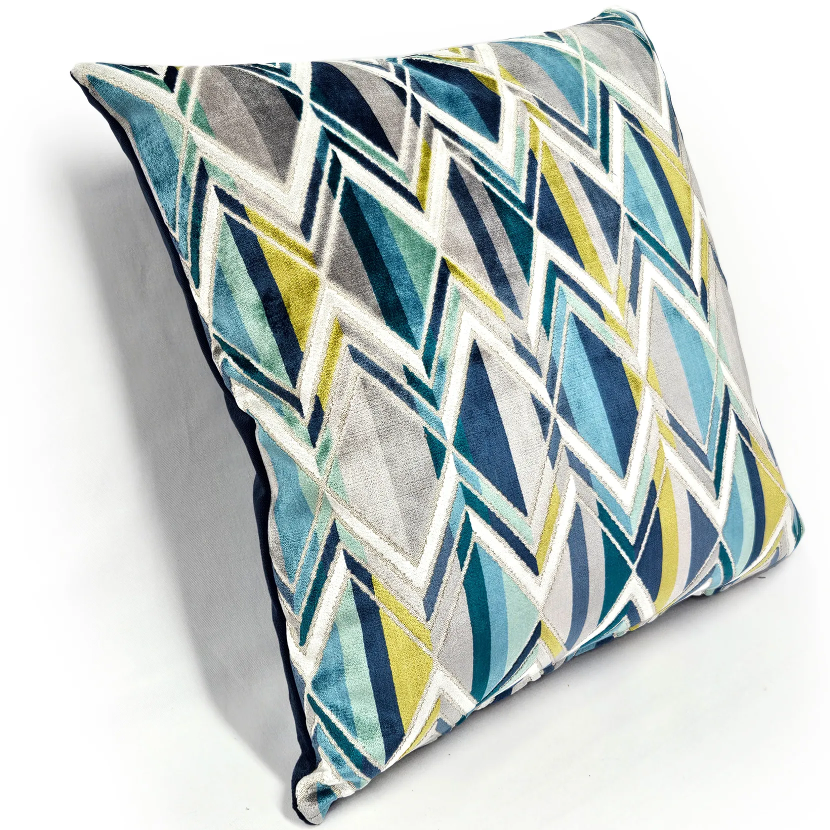 Marquis Chevron Aqua Velvet Throw Pillow 21x21