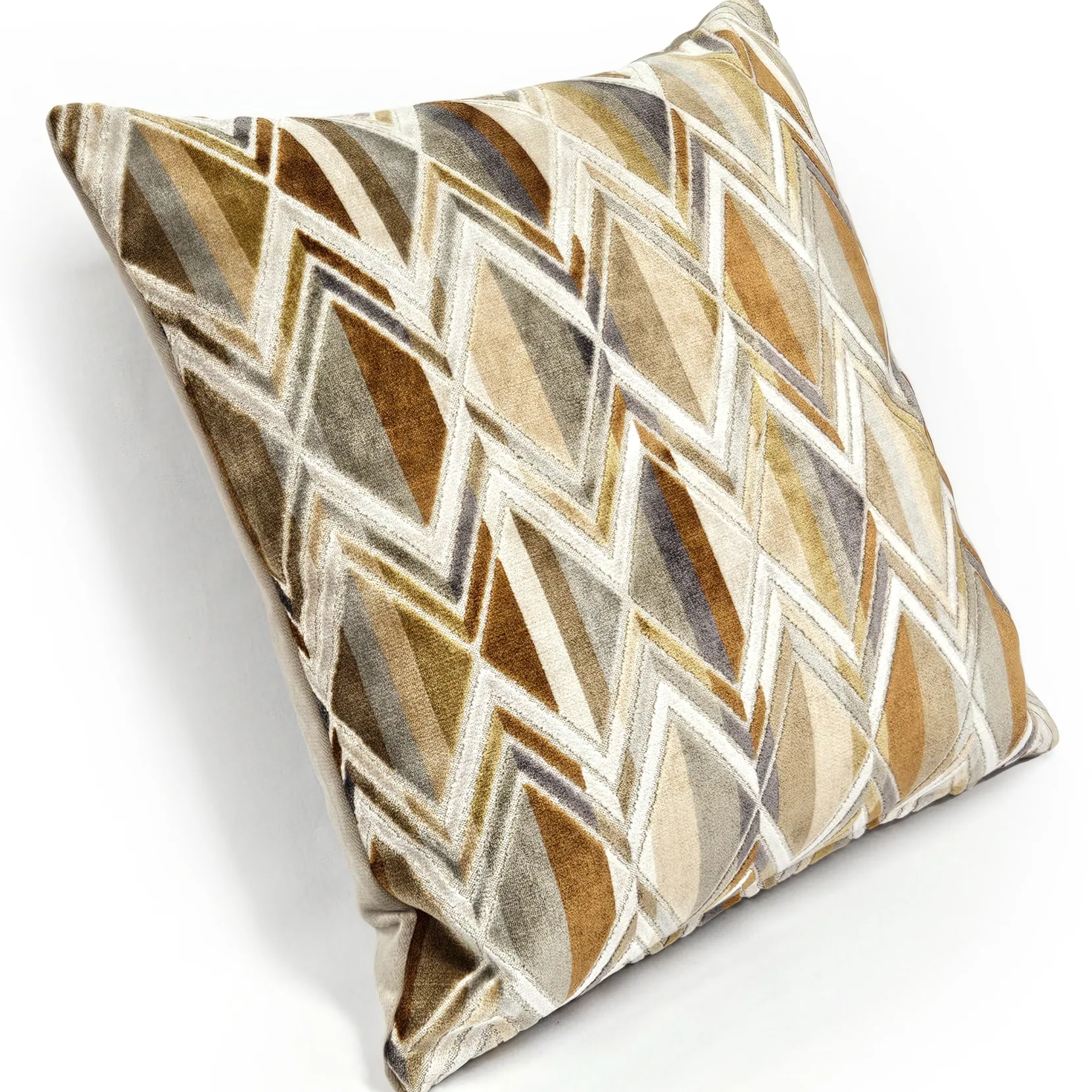 Marquis Chevron Gold Velvet Throw Pillow 21x21