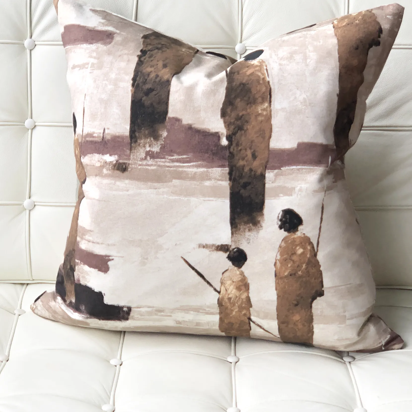 Masai Warrior 22x22 Brown Throw Pillow