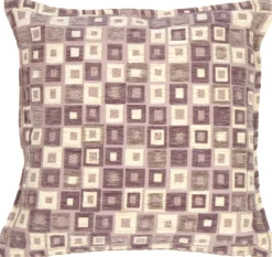 Mauve and Cream Chenille Blocks Throw Pillow