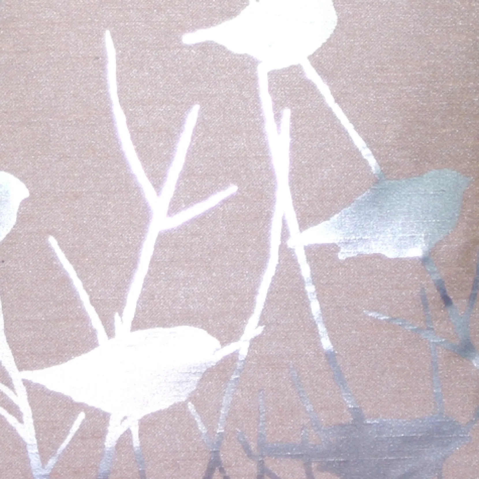 Metallic Birds Faded Rose Throw Pillow