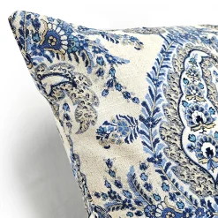 Midnight Paisley Cotton Square Throw Pillow 25x25