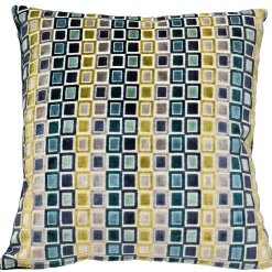 Mod Grid Aqua Velvet Throw Pillow 21x21