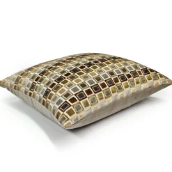 Mod Grid Gold Velvet Throw Pillow 21x21