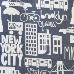 New York City Cotton Print Throw Pillow 17x17