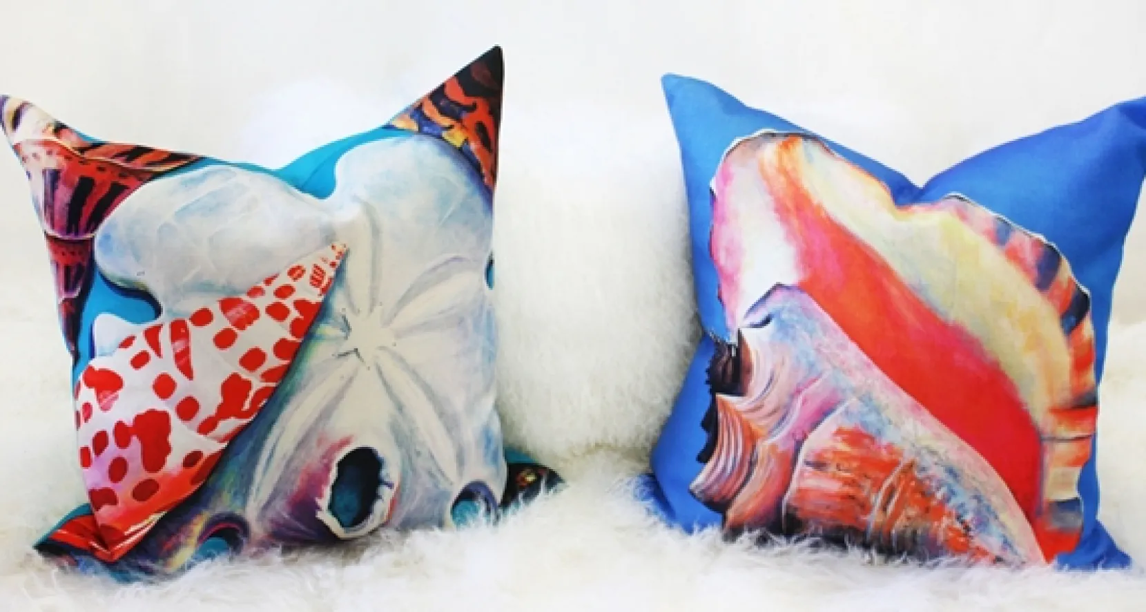 Newport Beach Arrowhead and Miter Shell Mix Throw Pillow 20x20