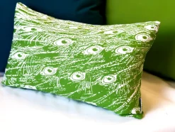 Peacock Blue Relief Throw Pillow 12x20