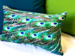 Peacock Tail Throw Pillow 12x20