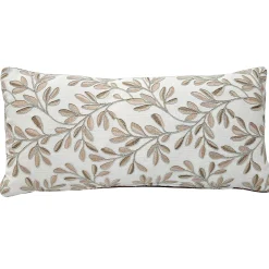 Petal Leafage Embroidered Lumbar Pillow 10x24