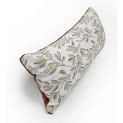 Petal Leafage Embroidered Lumbar Pillow 10x24