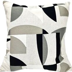 Prism Abstract Black Embroidered Throw Pillow 22x22