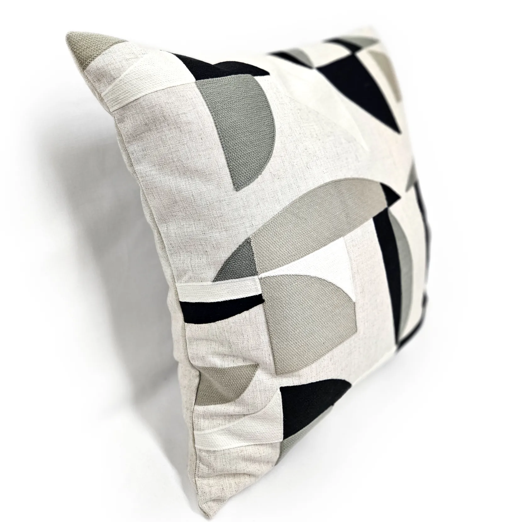 Prism Abstract Black Embroidered Throw Pillow 22x22