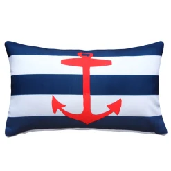 Red Anchor Nautical Throw Pillow 12x19