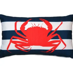 Red Crab Nautical Throw Pillow 12x19